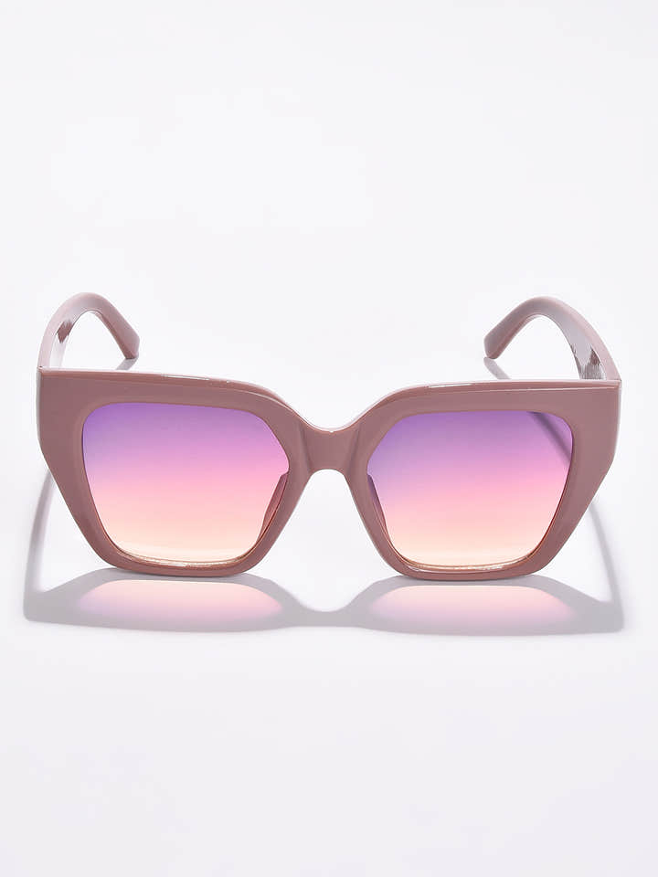 Mirrored Lens Brown Butterfly Sunglasses