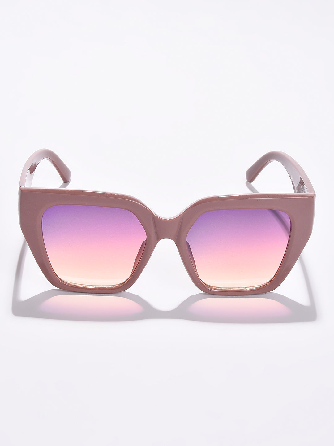 Mirrored Lens Brown Butterfly Sunglasses