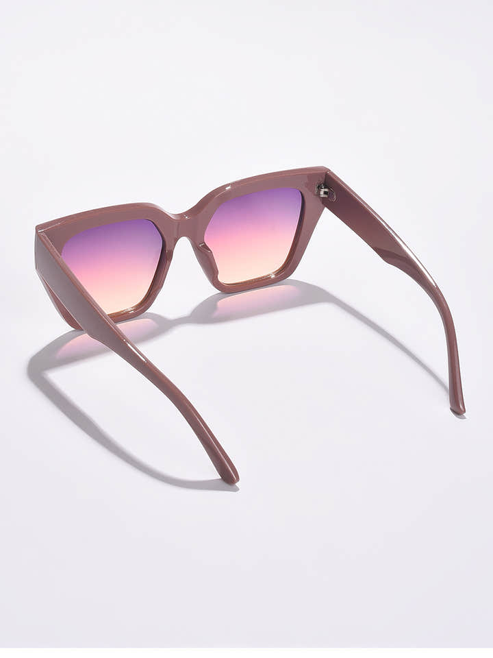 Mirrored Lens Brown Butterfly Sunglasses