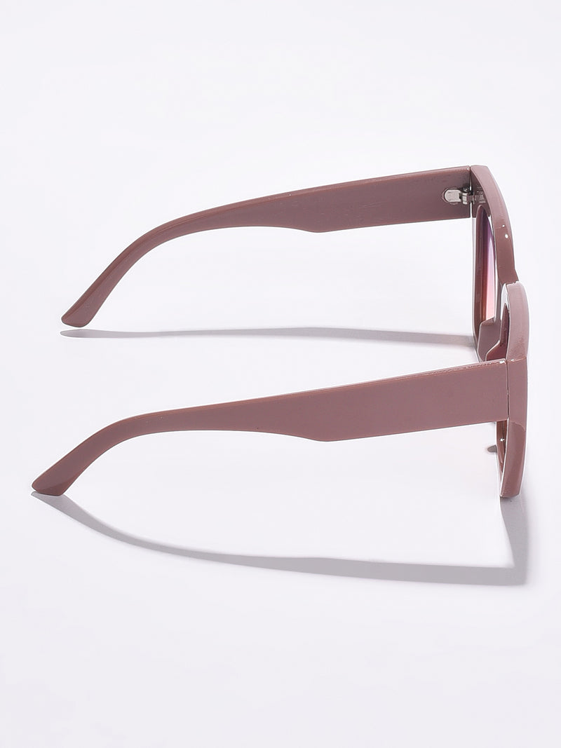 WOMEN MIRRORED LENS BROWN BUTTERFLY SUNGLASSES
