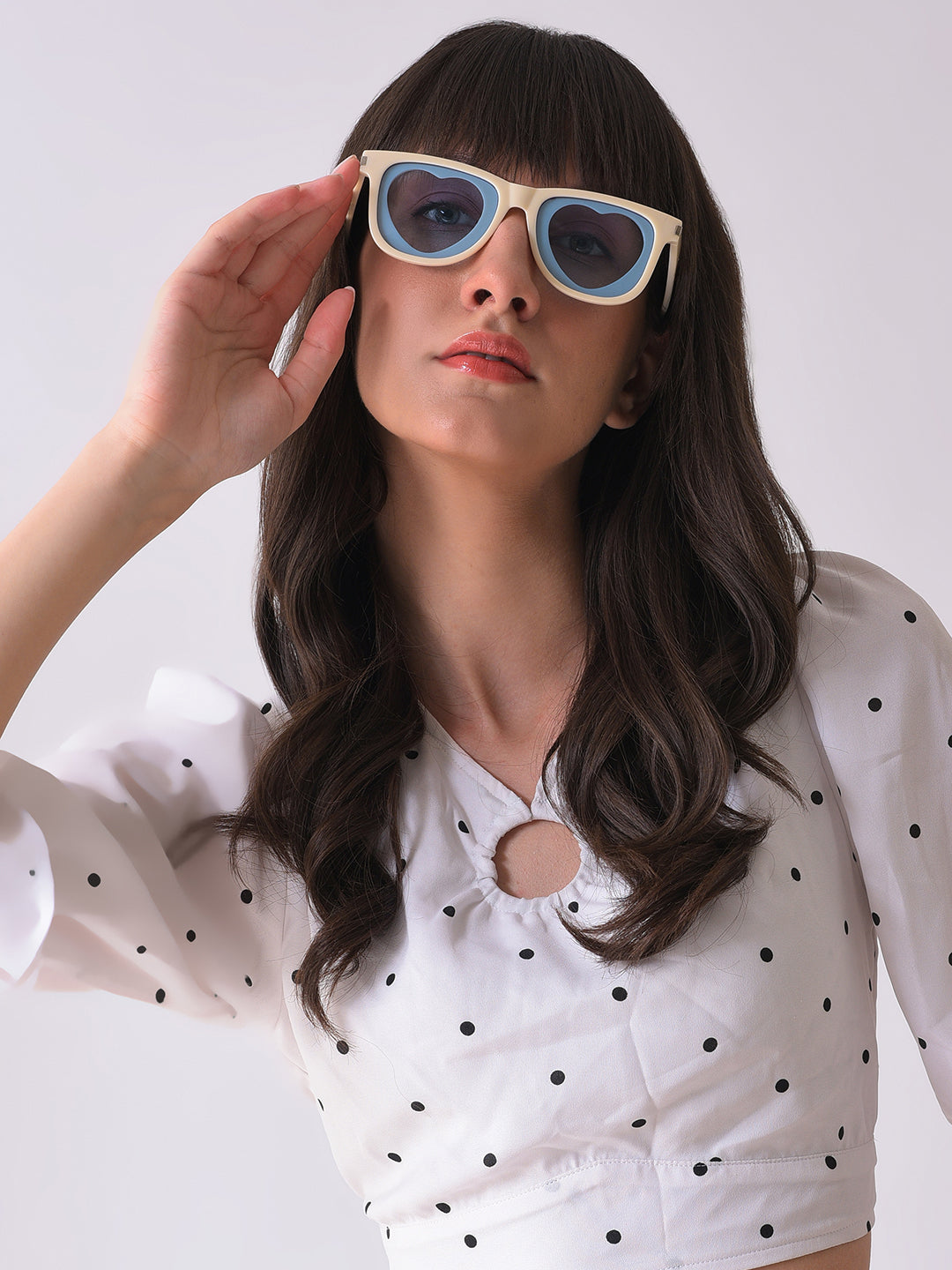 Blue Lens White Square Sunglasses