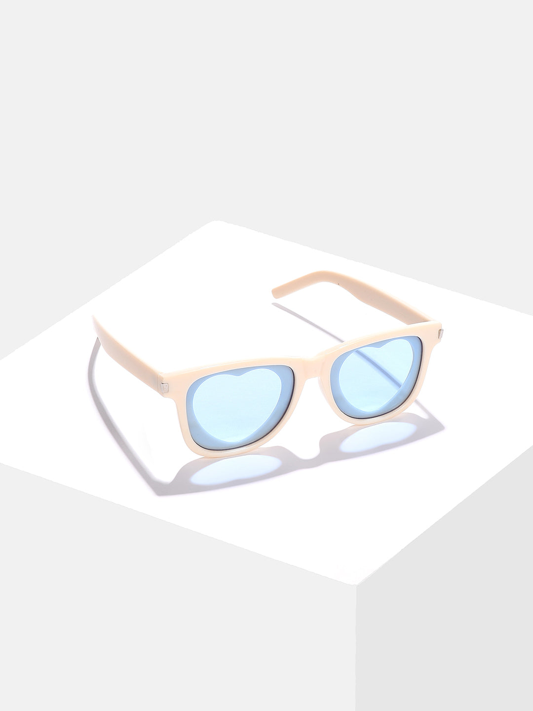 Blue Lens White Square Sunglasses