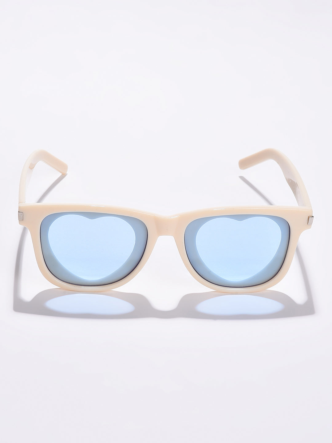 Blue Lens White Square Sunglasses