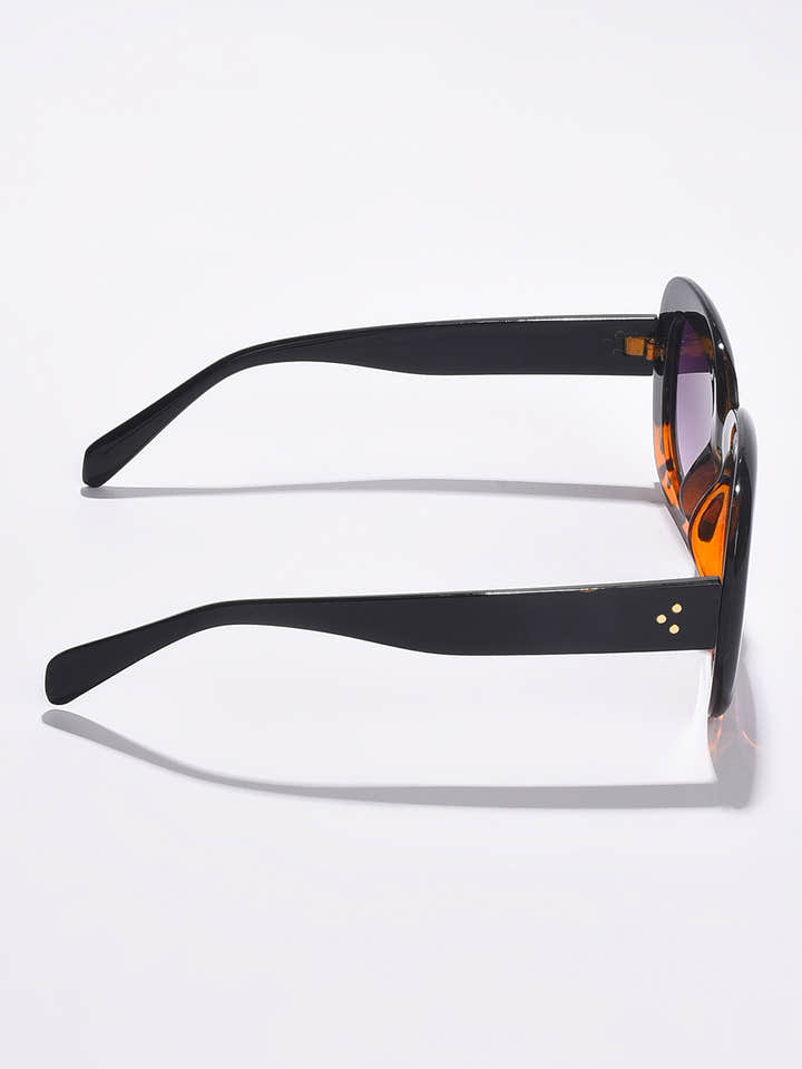 WOMEN PURPLE LENS BLACK WAYFARER SUNGLASSES