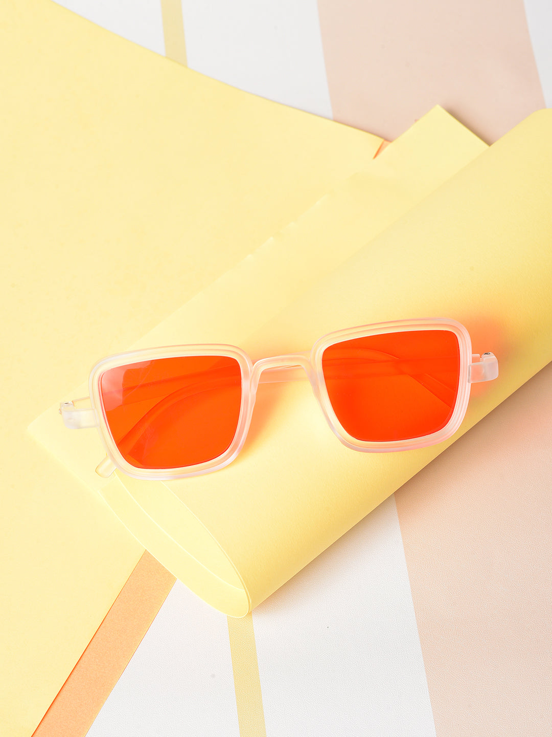 Orange Lens White Wayfarer Sunglasses