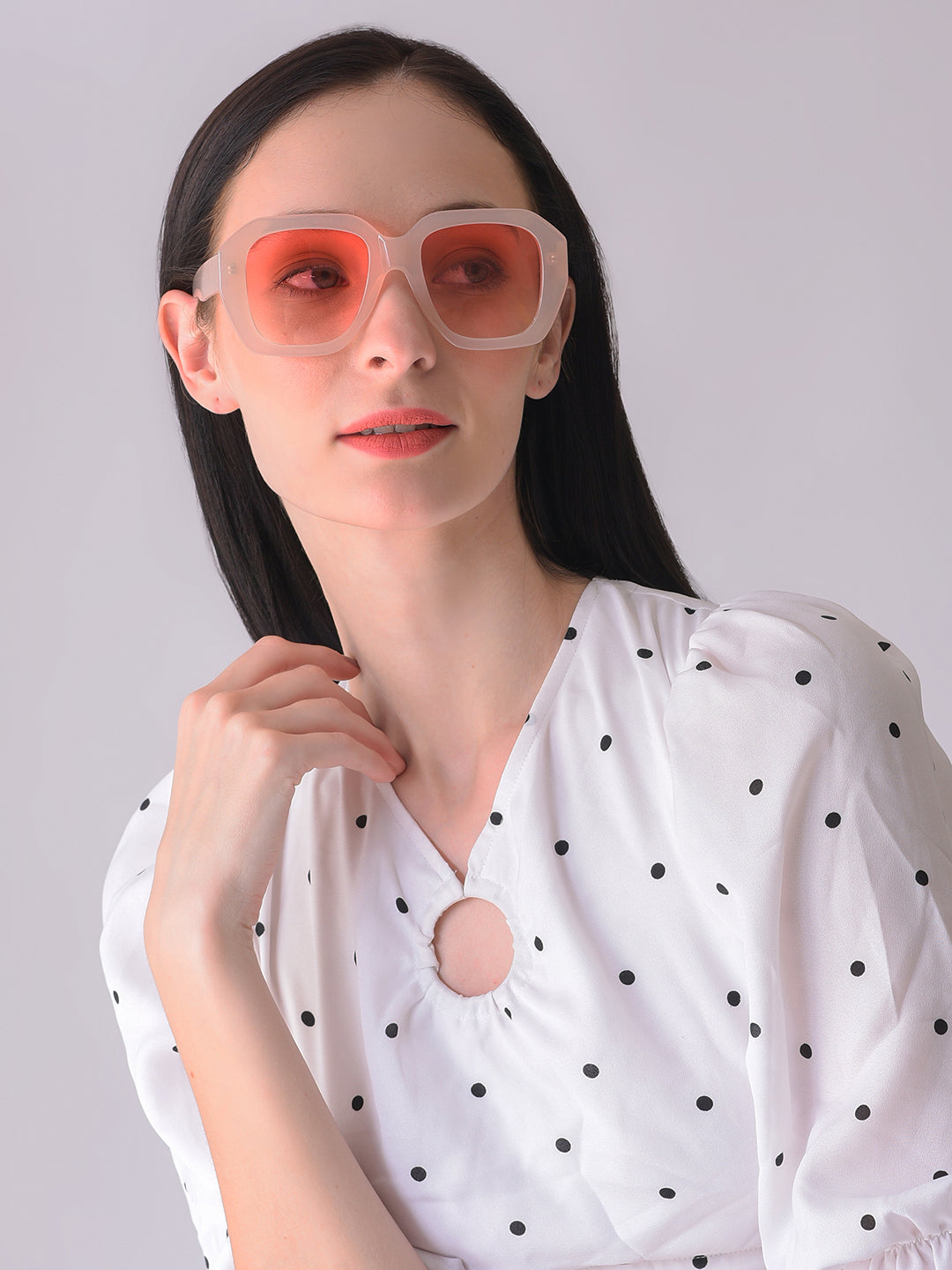 Pink Lens Pink Oval Sunglasses