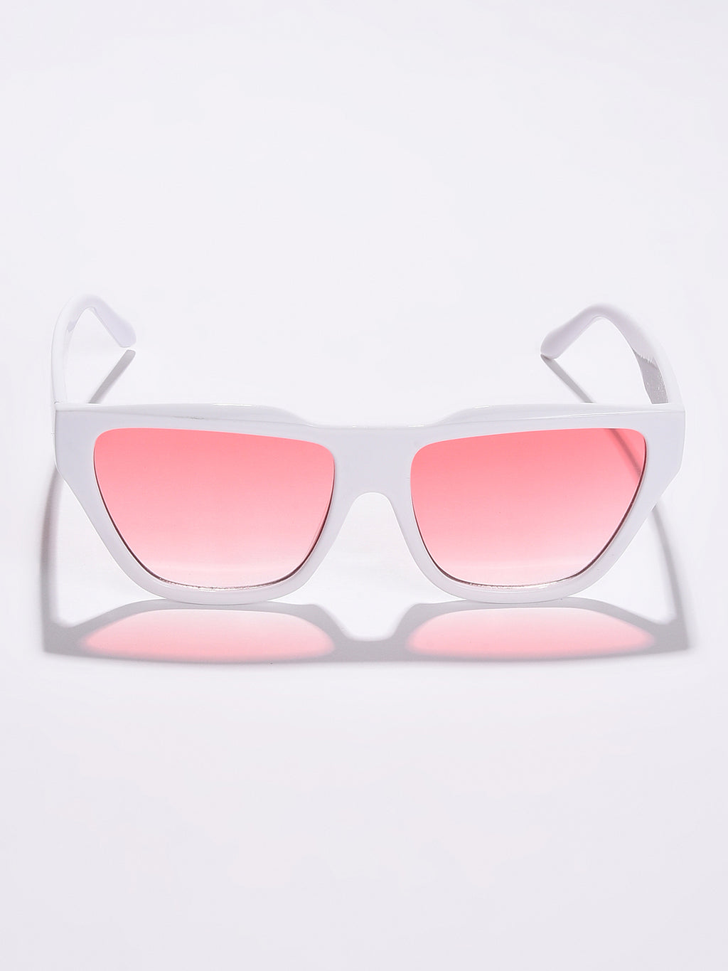 Pink Lens White Cateye Sunglasses