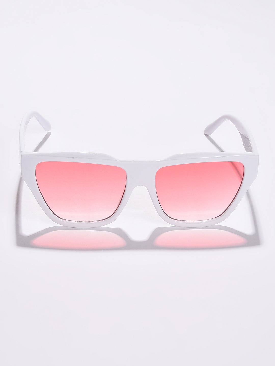 Pink Lens White Cateye Sunglasses