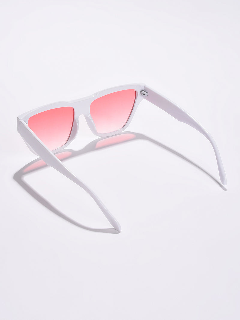 Pink Lens White Cateye Sunglasses