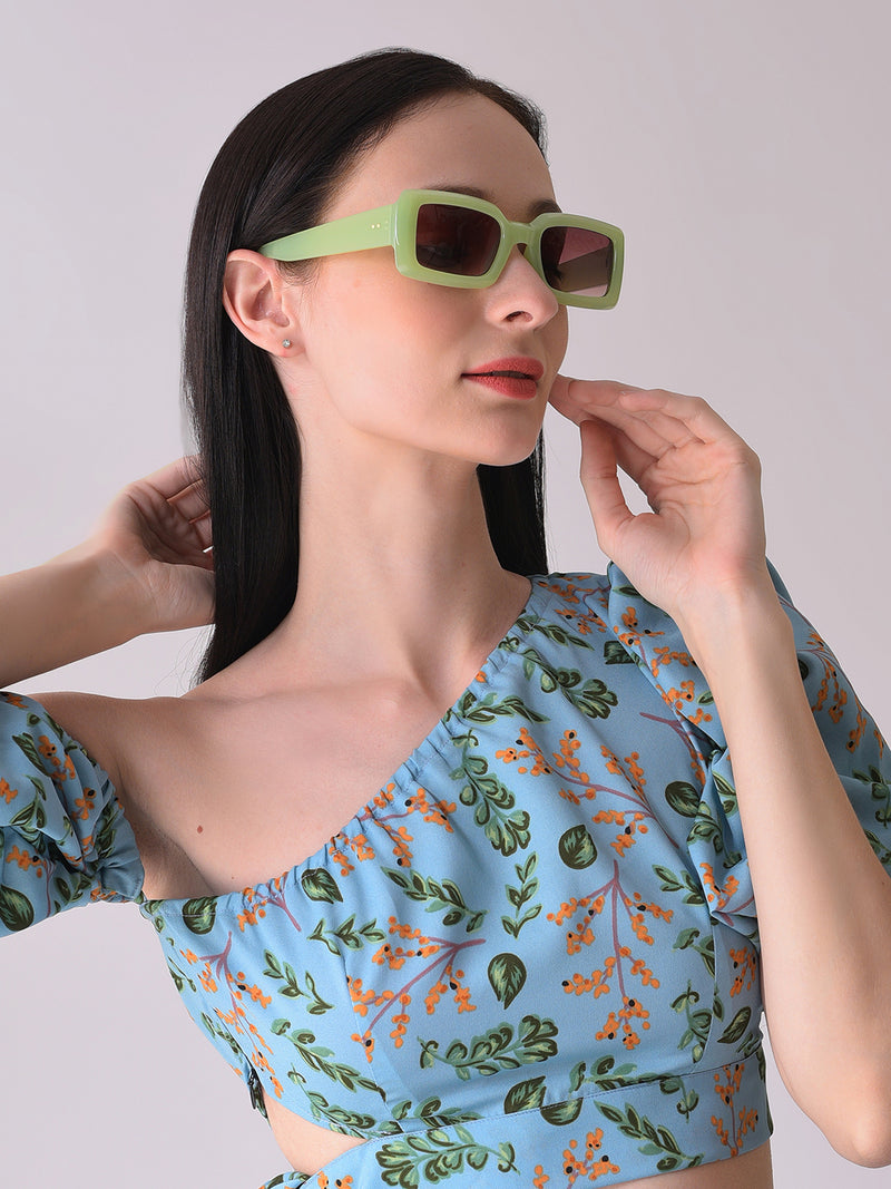 Black Lens Green Rectangle Sunglasses