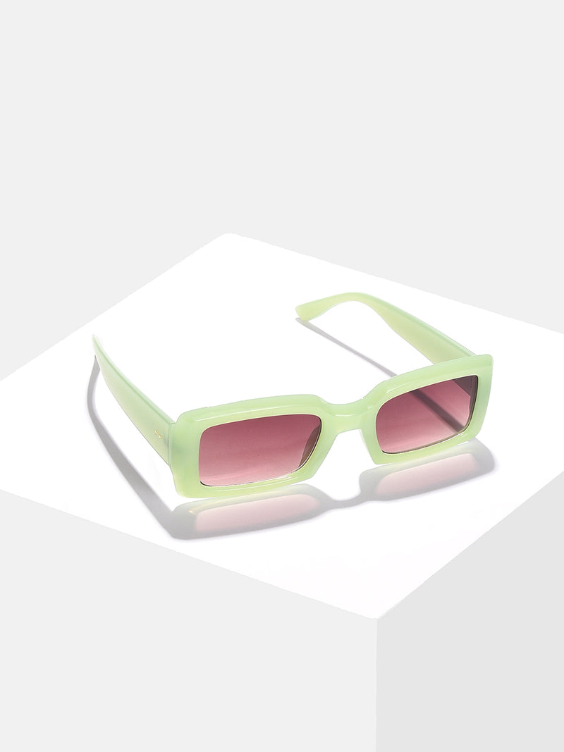 Black Lens Green Rectangle Sunglasses