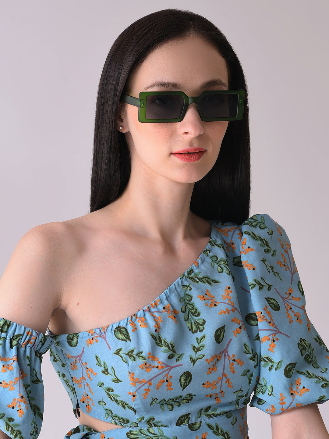 Black Lens Green Rectangle Sunglasses