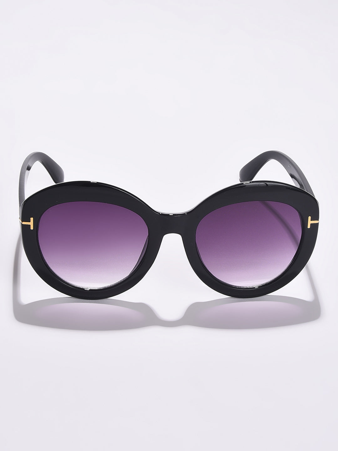 Purple Lens Black Oval Sunglasses