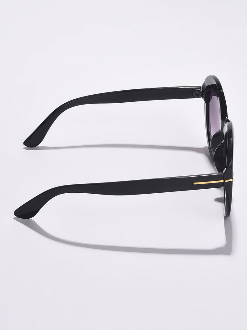 WOMEN PURPLE LENS BLACK OVAL SUNGLASSES