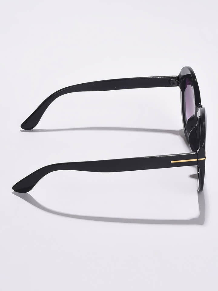 WOMEN PURPLE LENS BLACK OVAL SUNGLASSES