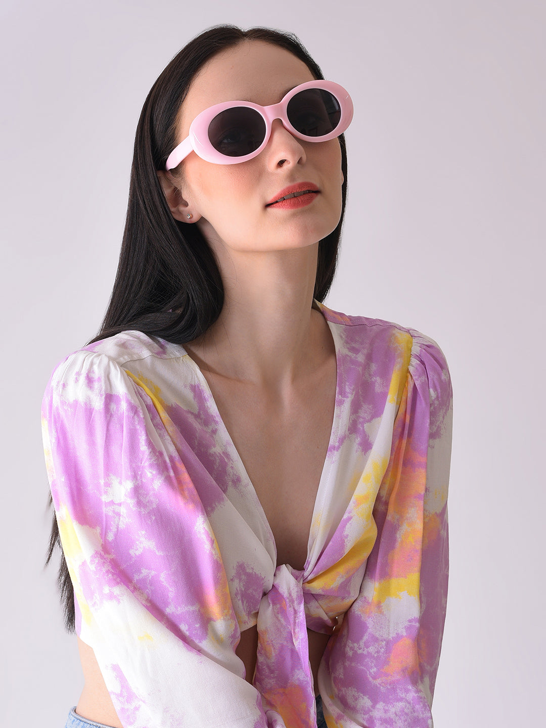 Black Lens Pink Oval Sunglasses