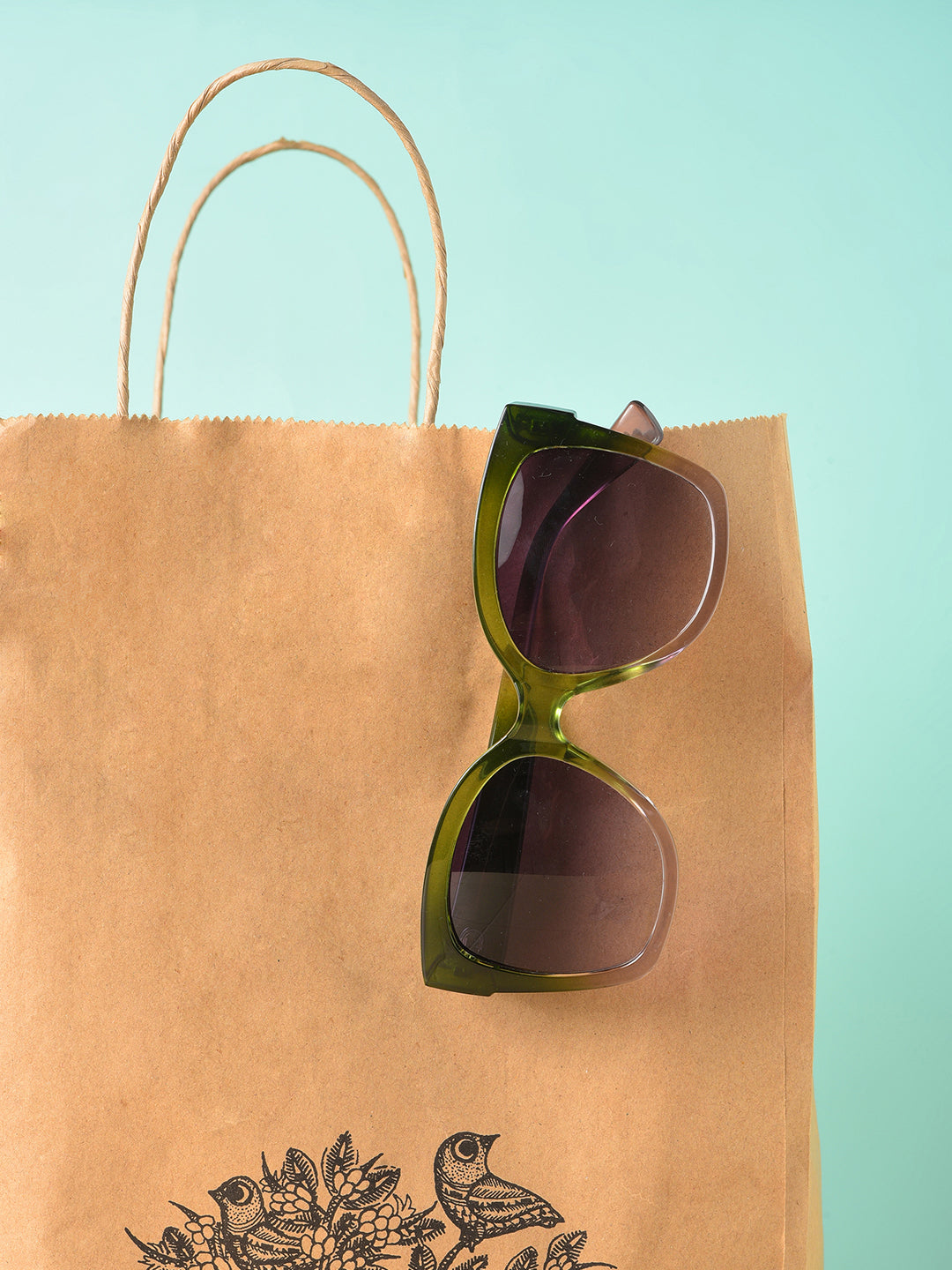 Purple Lens Green Butterfly Sunglasses