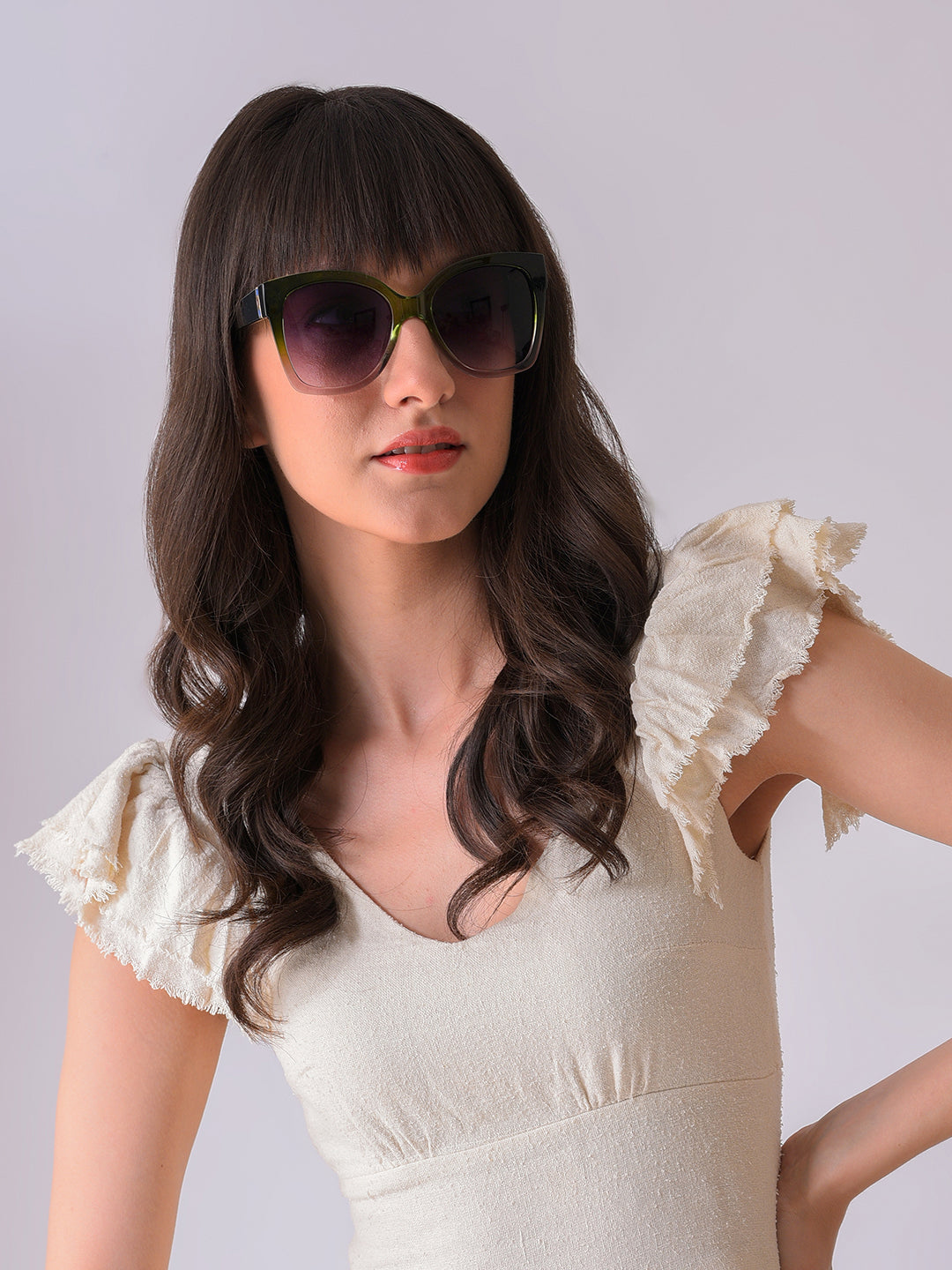 Purple Lens Green Butterfly Sunglasses