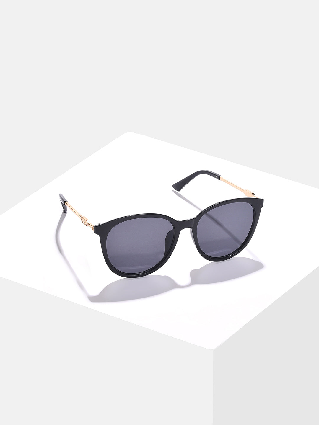 Black Lens Gold-Toned Butterfly Sunglasses