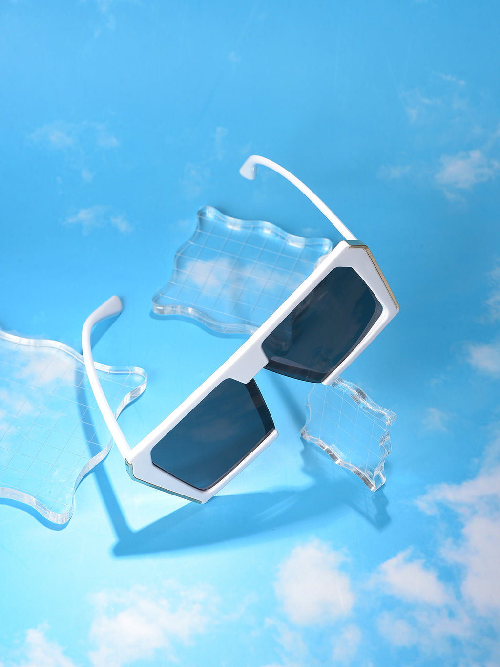 Black Lens White Oversized Sunglasses