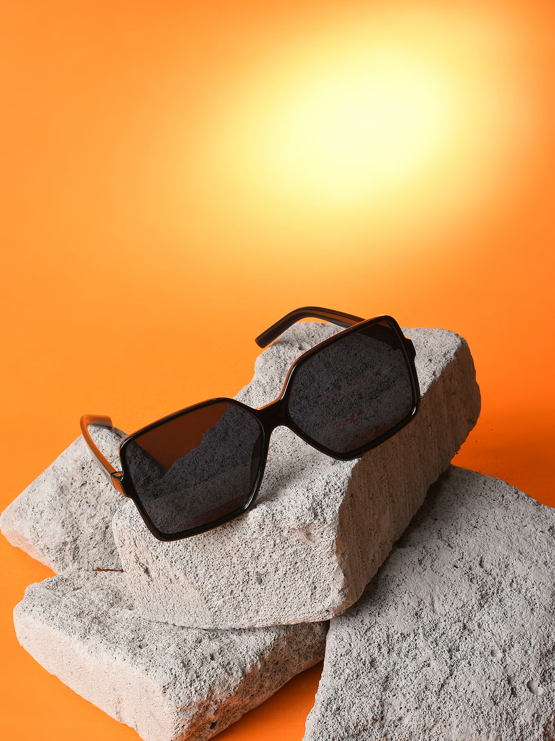 Black Lens Black Rectangle Sunglasses