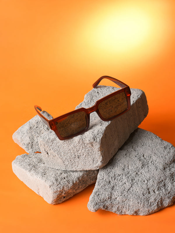 Brown Lens Brown Rectangle Sunglasses