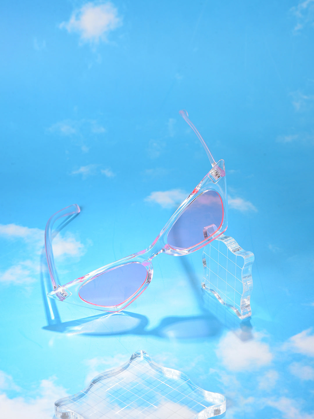 Pink Lens White Cateye Sunglasses