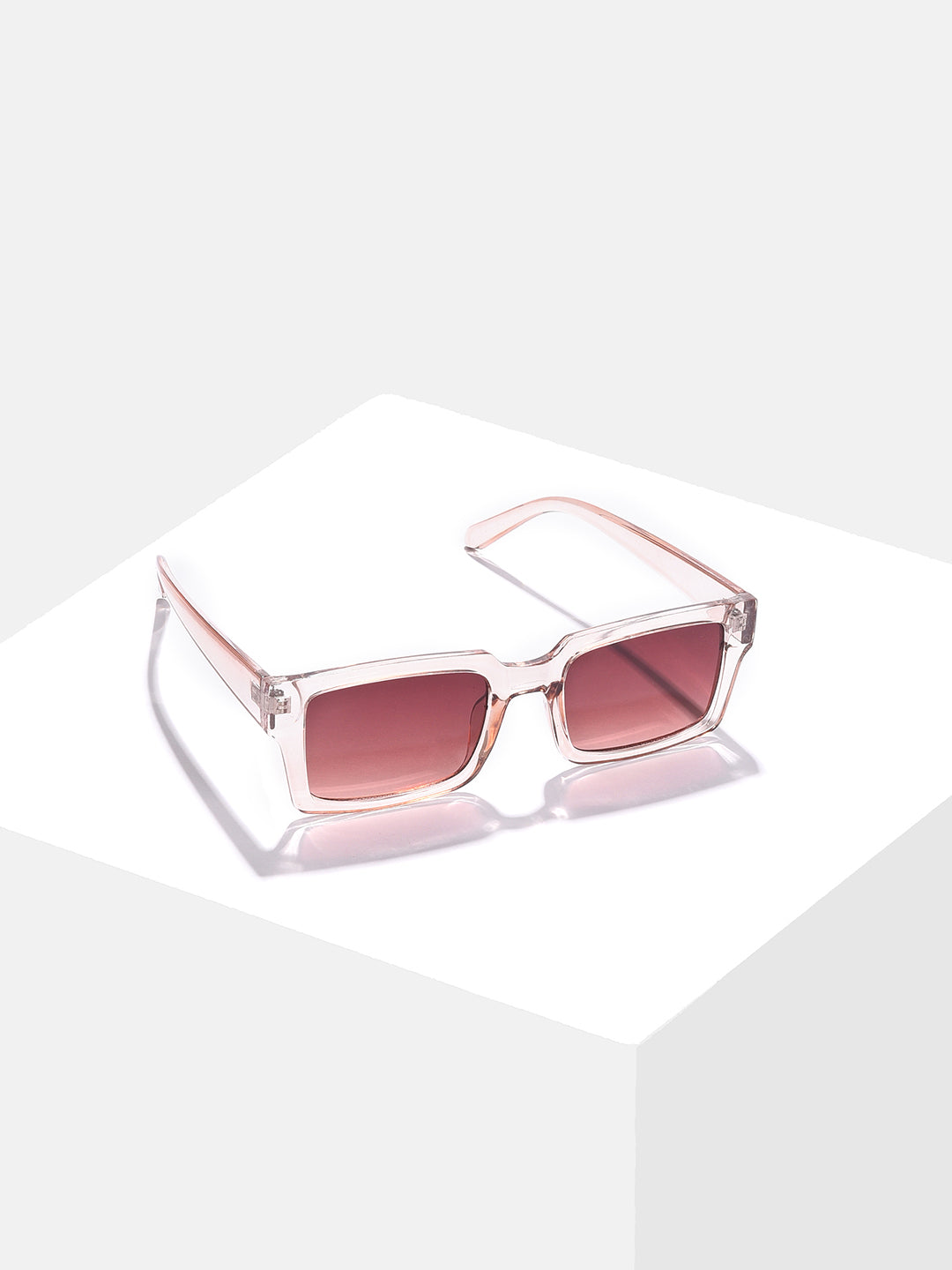 Brown Lens White Rectangle Sunglasses