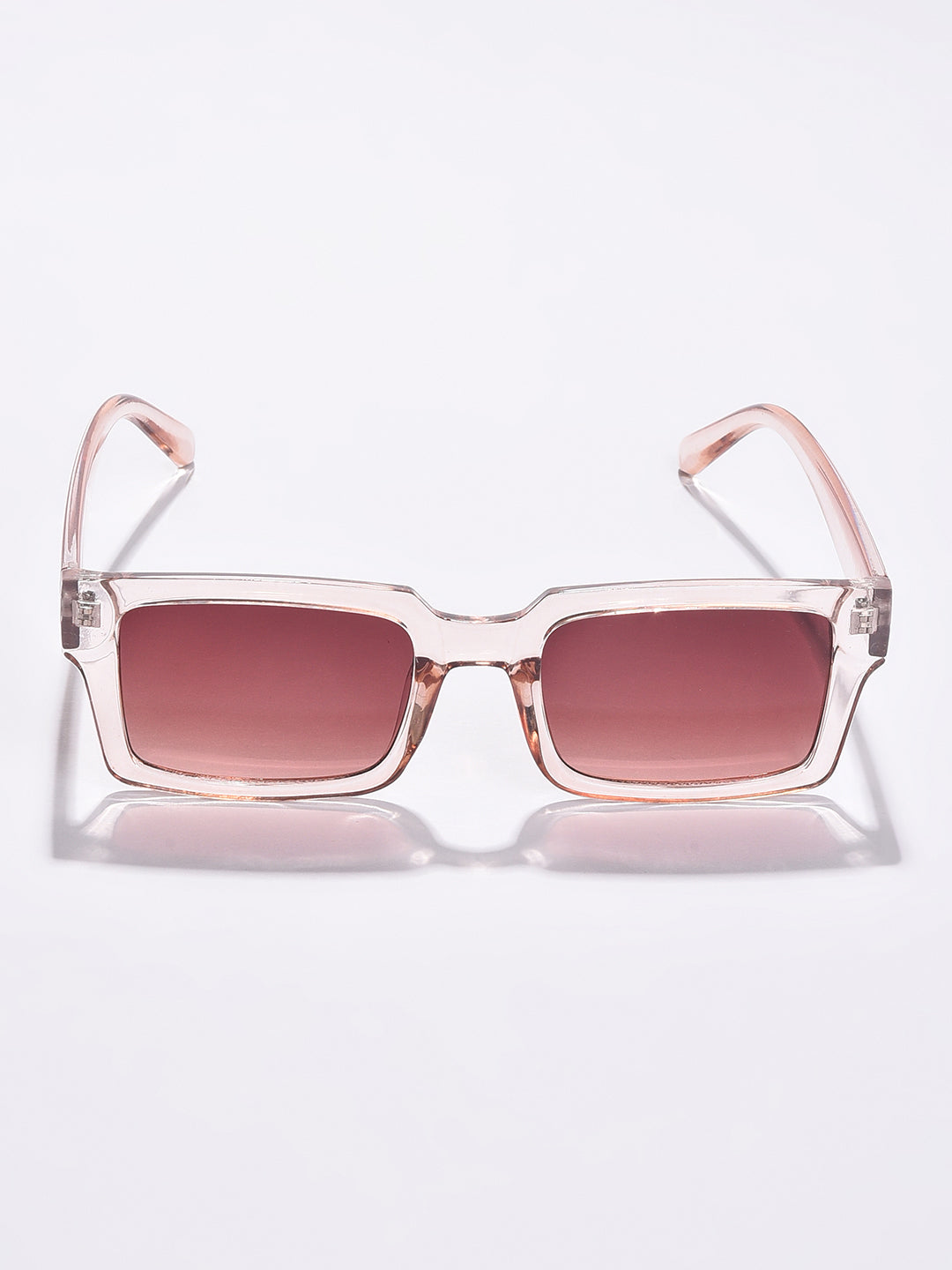 Brown Lens White Rectangle Sunglasses