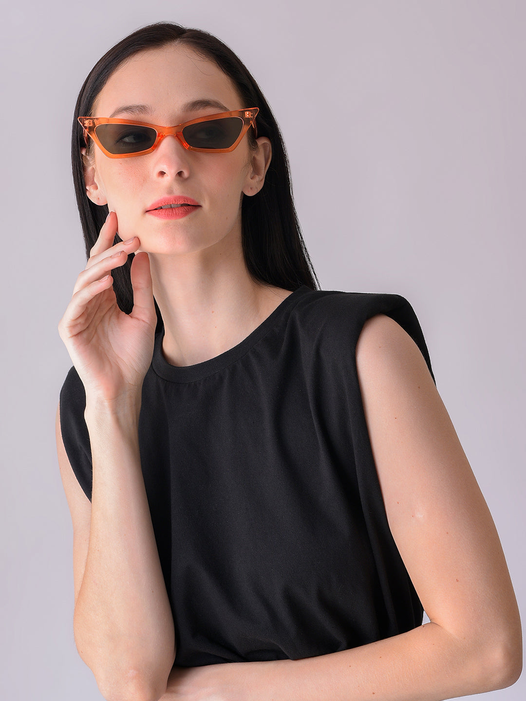 Black Lens Orange Cateye Sunglasses
