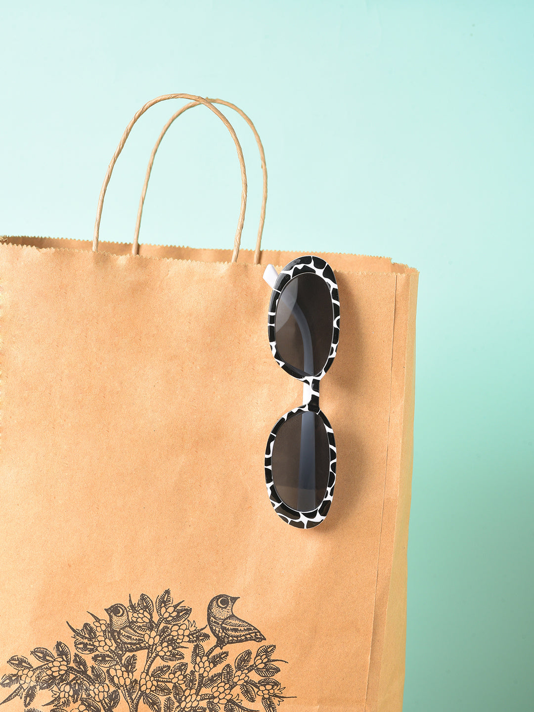 Black Lens White Oval Sunglasses