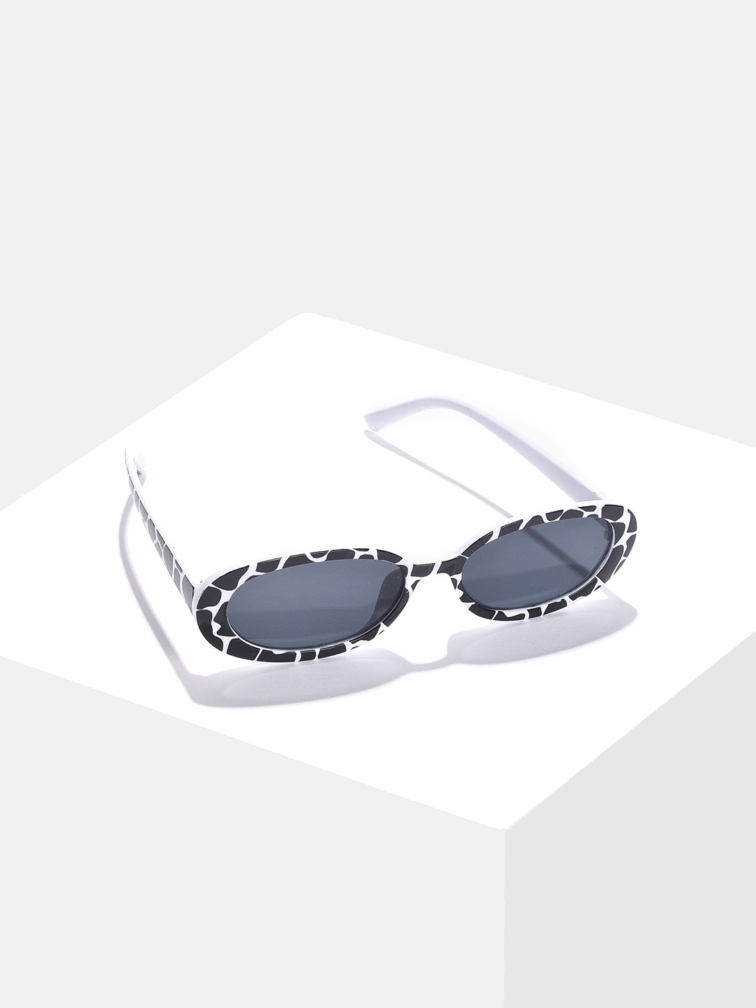 Black Lens White Oval Sunglasses