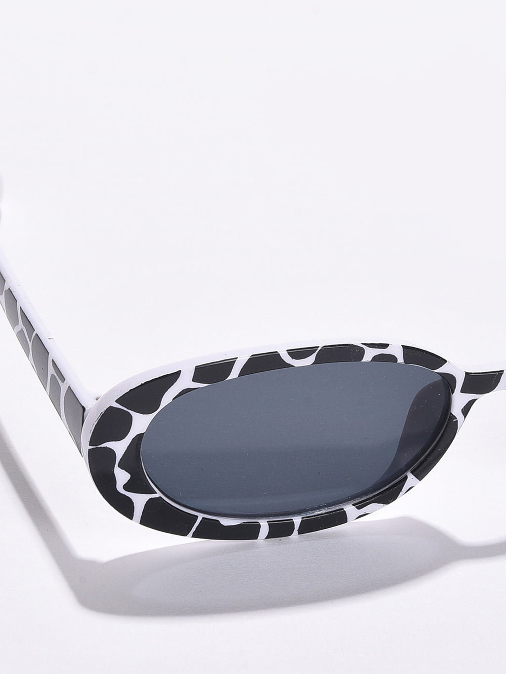 Black Lens White Oval Sunglasses