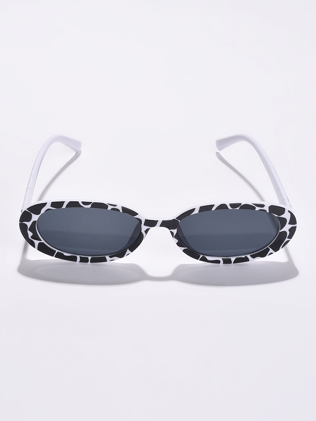 Black Lens White Oval Sunglasses