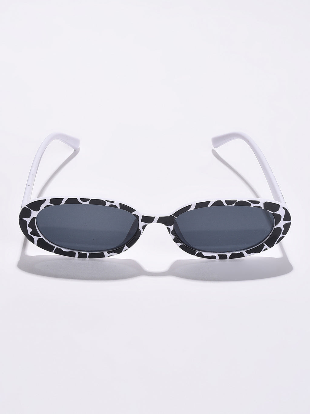 Black Lens White Oval Sunglasses