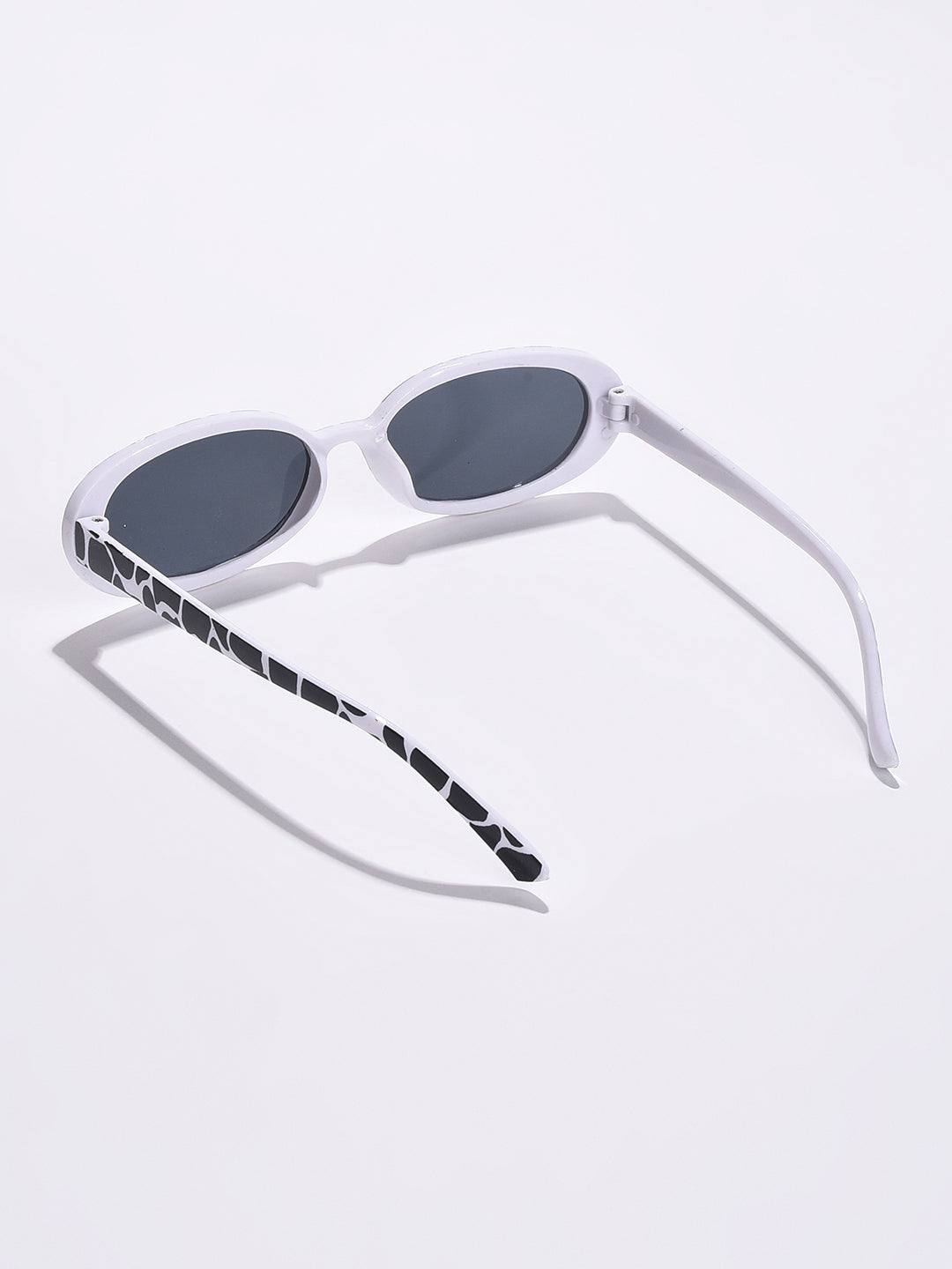 Black Lens White Oval Sunglasses