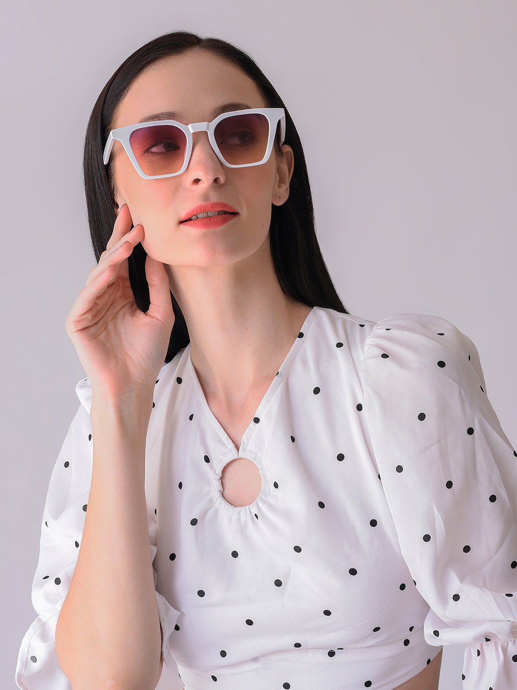 Purple Lens White Wayfarer Sunglasses