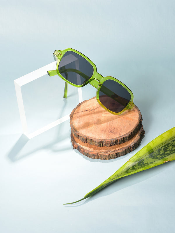 Black Lens Green Oval Sunglasses