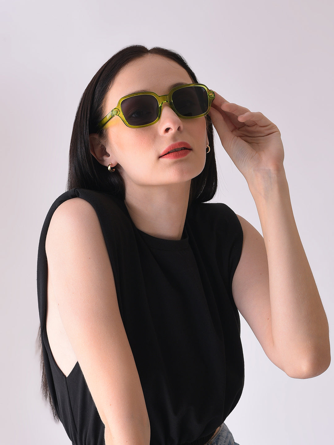 Black Lens Green Oval Sunglasses