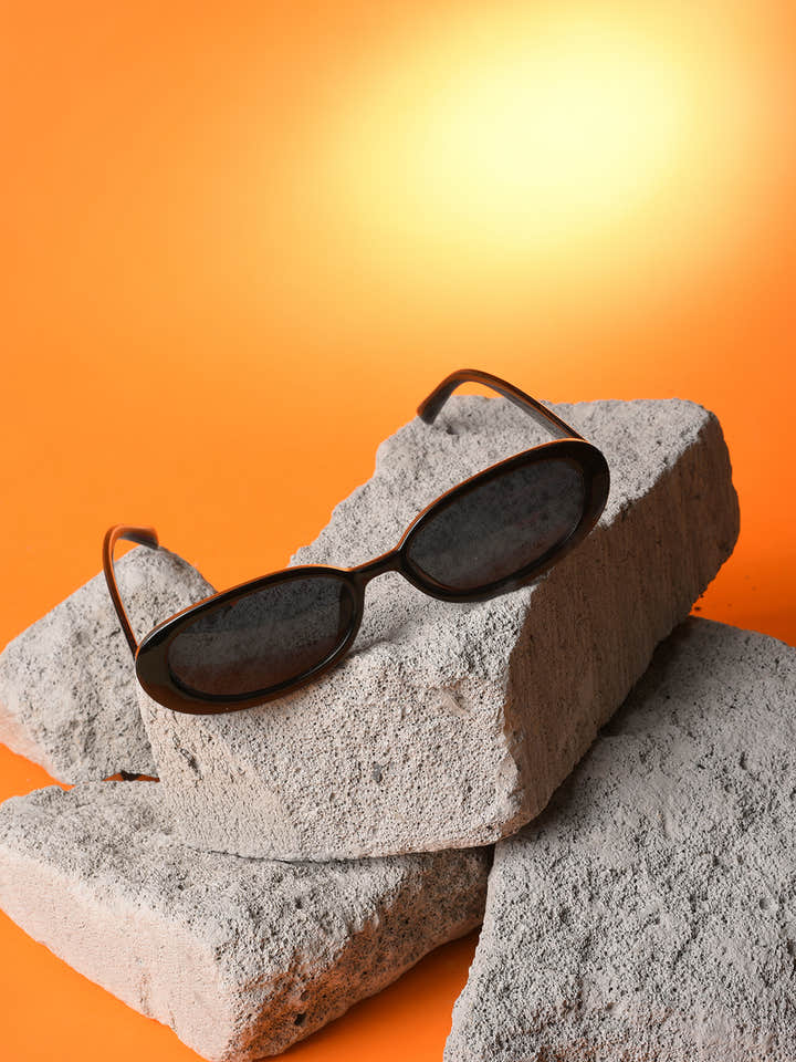 Black Lens Black Oval Sunglasses