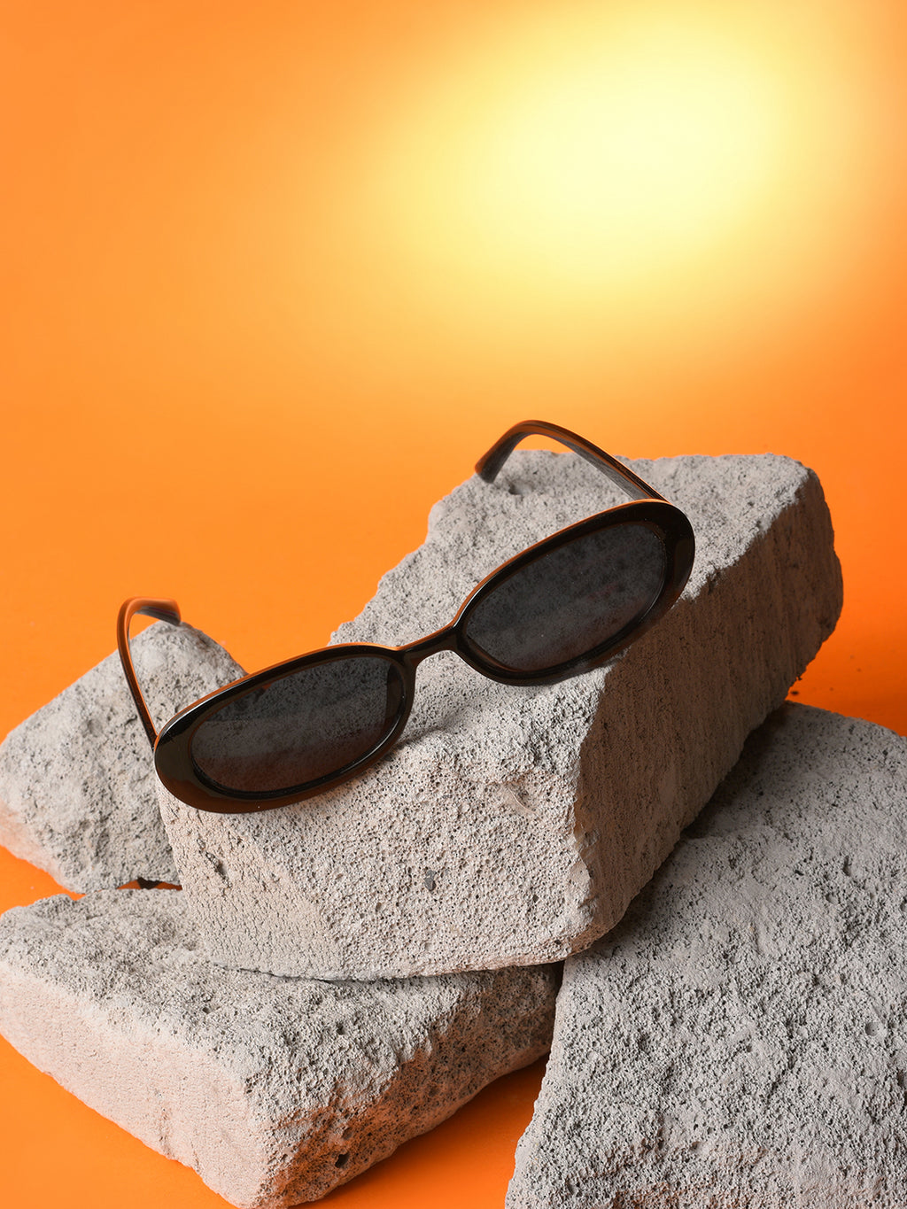 Black Lens Black Oval Sunglasses