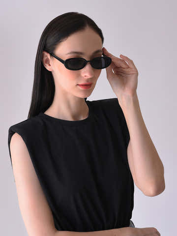 Black Lens Black Oval Sunglasses