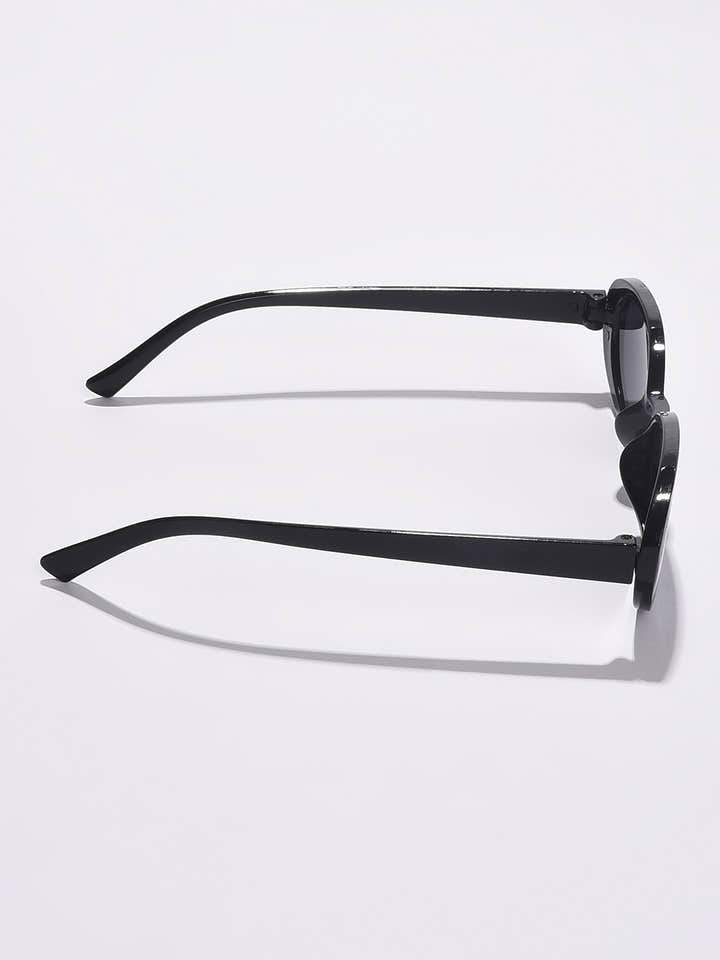 WOMEN BLACK LENS BLACK OVAL SUNGLASSES