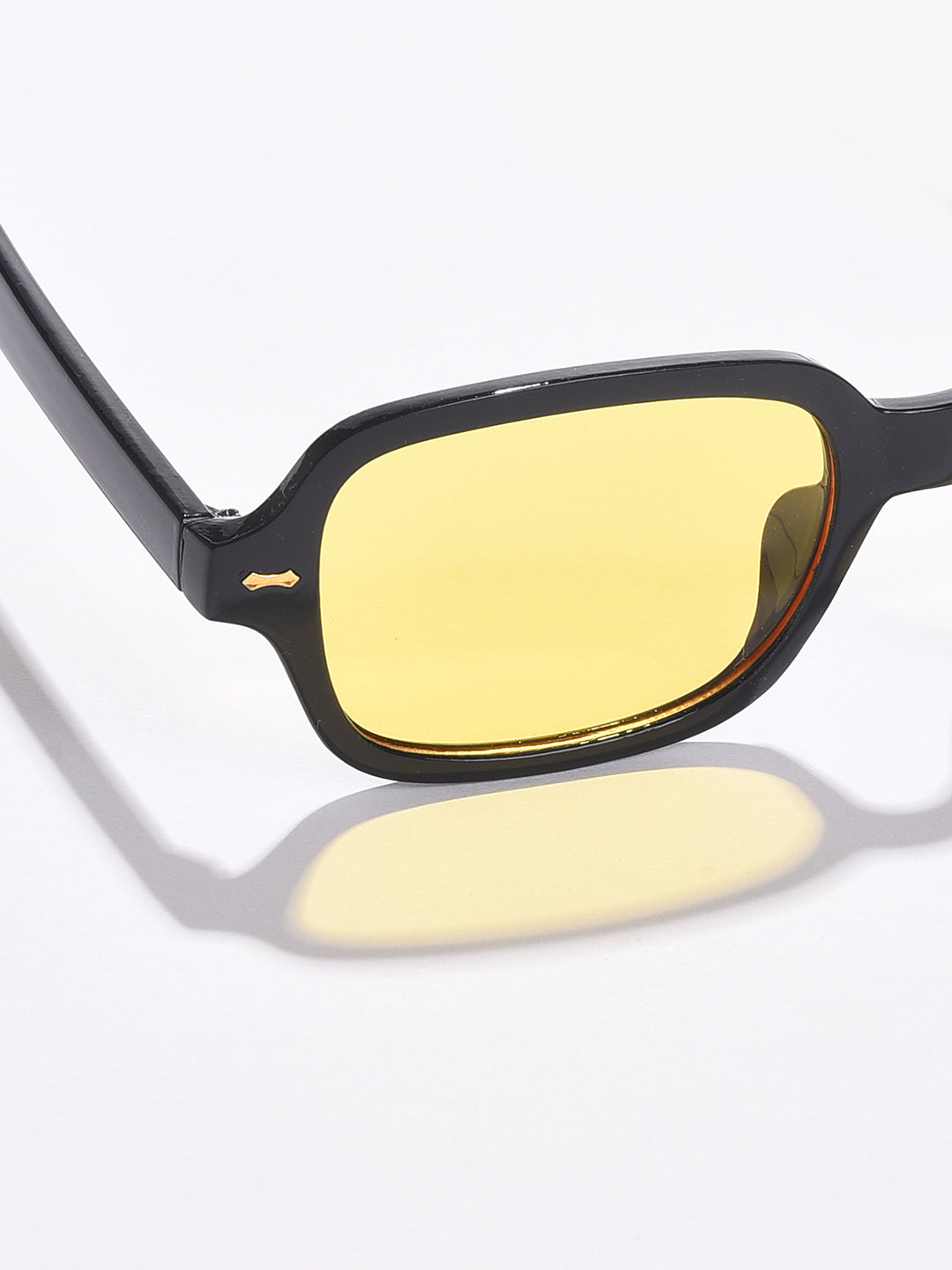 Yellow Lens Black Oval Sunglasses