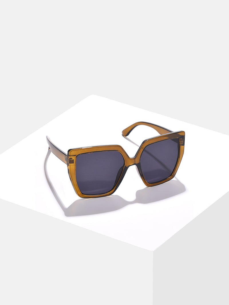 Black Lens Brown Rectangle Sunglasses