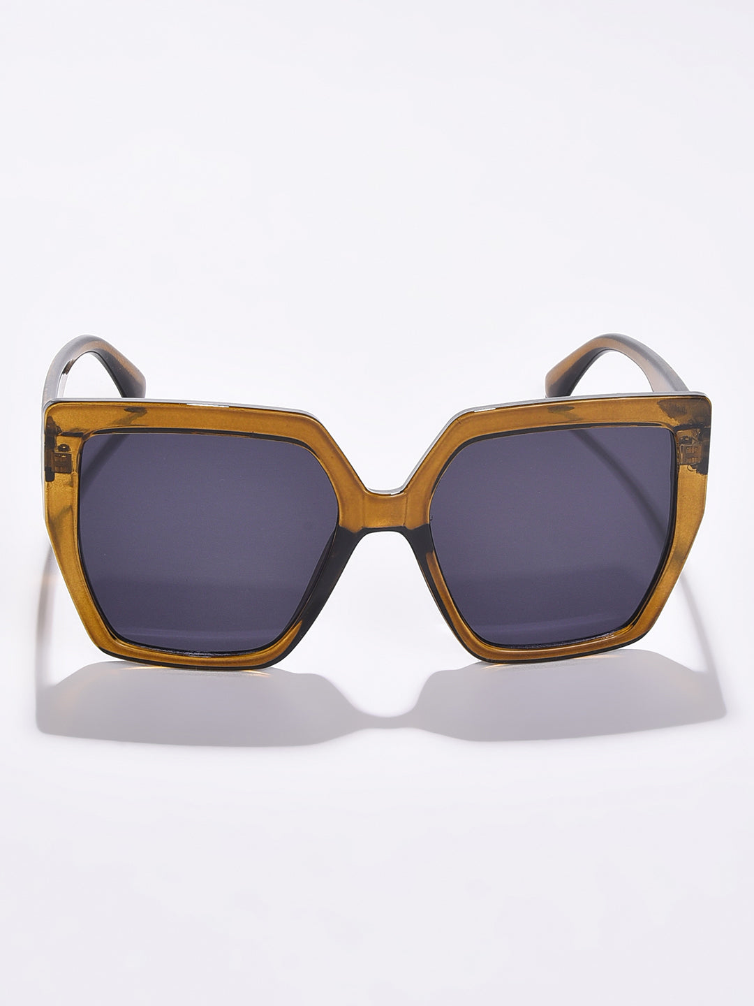 Black Lens Brown Rectangle Sunglasses