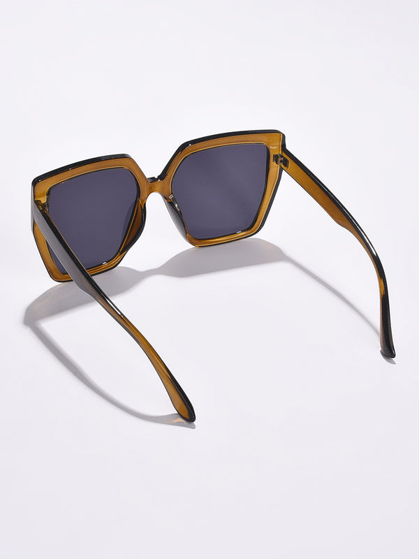 Black Lens Brown Rectangle Sunglasses