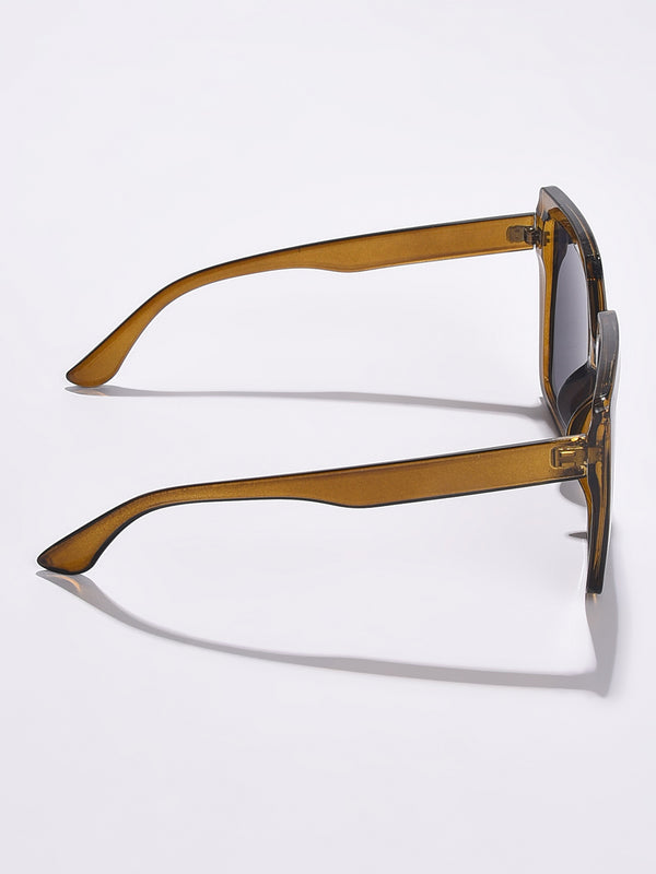 WOMEN BLACK LENS BROWN RECTANGLE SUNGLASSES