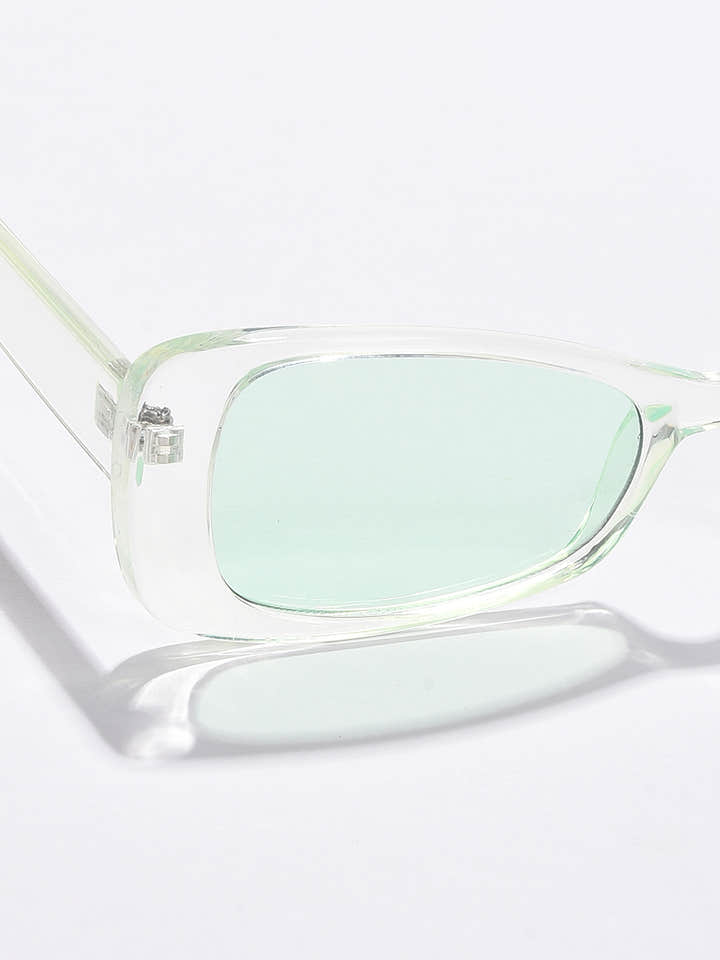 WOMEN BLACK LENS GREEN CATEYE SUNGLASSES