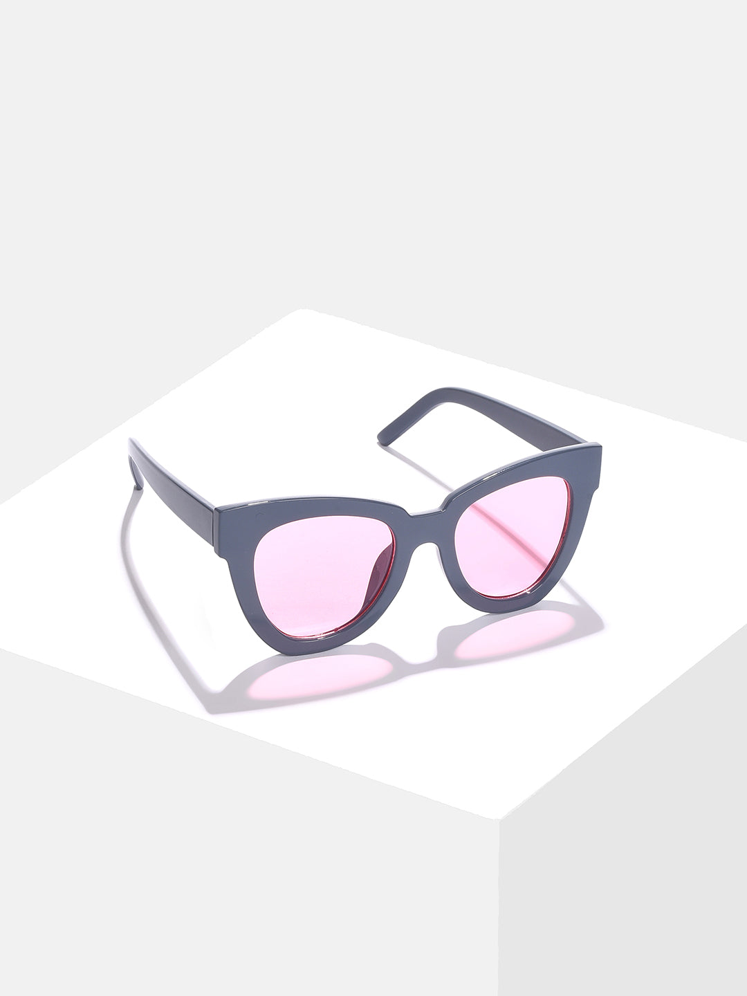 Pink Lens Black Cateye Sunglasses
